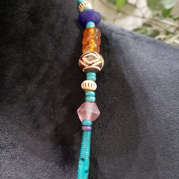 Womens Multi Stone & Turquoise Single Stand Fashion Jewellery Necklace - Picture 5 of 6